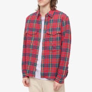 Corridor New York Men’s Red Plaid 100% Cotton Size L Long Sleeve Flannel Shirt